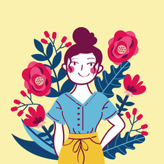 Sticker - beautiful woman in the garden scene