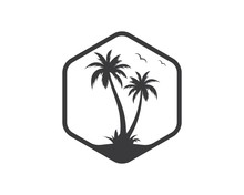 Palm Tree Icon Of Summer And Travel Logo Vector Illustration