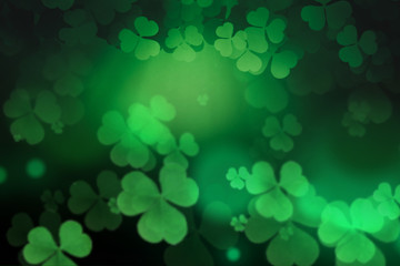 st patrick's day green background clover leaf selected fucus for st patrick's day celebration design