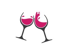 Wine Glasses Toasting Logo Icon Vector
