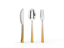 Fork, Knife And Spoon Set. 3d Illustration