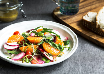 Wall Mural - Orange with Beetroot, Rocket ,Radish and Pumpkin seed salad