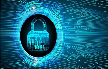 closed padlock on digital background, cyber security