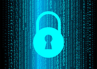 closed padlock on digital background, cyber security