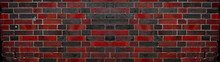 Red Black Anthracite Gray Rustic Brick Wall Texture Background Banner	