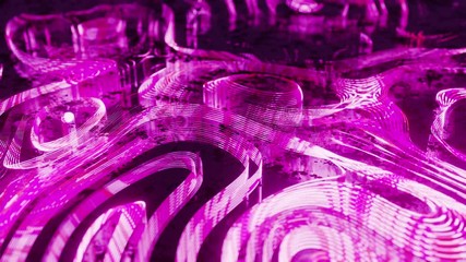 Poster - 3d render beautiful pink line wave with a reflection on the floor. motion abstract background