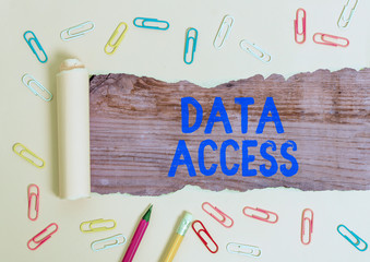 Fototapete - Writing note showing Data Access. Business concept for a user s is ability to access data stored within a database