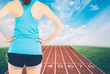 © NT_studio - Back young asian woman start a run with track and nature background, girl runner ready to target success, healthy and care, exercise and workout, activity for wellness and lifestyle concept.
