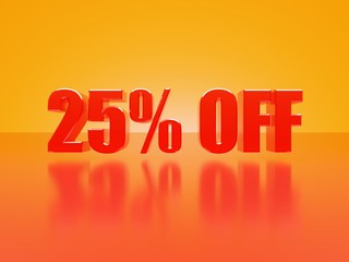 Poster - 25% off glossy text on hot orange background series, 3D render