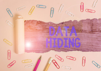Fototapete - Writing note showing Data Hiding. Business concept for Secretly embedding data in graphics images and other file types