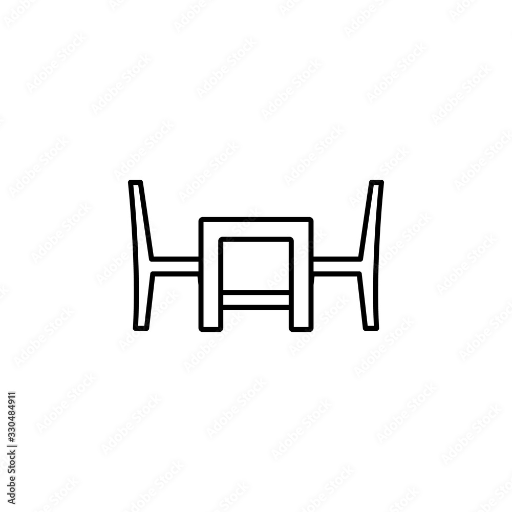 furniture, table, chair line illustration icon on white background