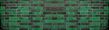 Green Black Anthracite Gray Rustic Brick Wall Texture Background Banner