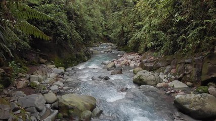 Beautiful blue river in costa rica jungle