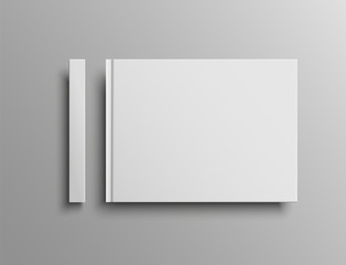 Poster - Vector realistic book cover and spine mockup, landscape hardcover.