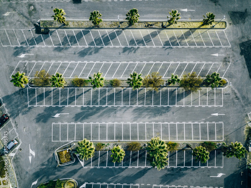 Photographie Aerial view of empty parking lots in Italy.