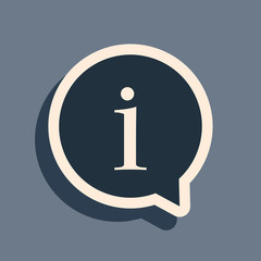 Poster - Black Information icon isolated on grey background. Long shadow style. Vector Illustration