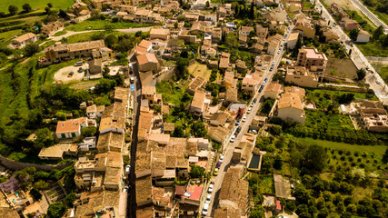 Sticker - the city of Puigpunyent, Majorca, Spain, view from above