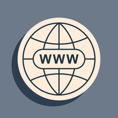 Poster - Black Go To Web icon isolated on grey background. Www icon. Website pictogram. World wide web symbol. Internet symbol for your web site design, app, UI. Long shadow style. Vector Illustration
