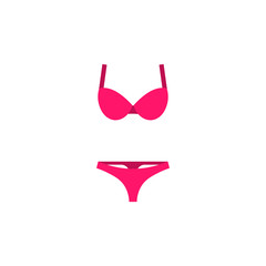 Wall Mural - Bra and panties icon. Pink woman lingerie. Vector Illustration. Flat design. Isolated.