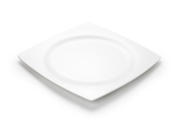 Canvas Print - Empty white plate isolated on white background.