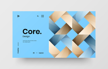 Creative horizontal website screen part for responsive web design project development. Abstract geometric pattern banner layout mock up. Corporate landing page block vector illustration template.