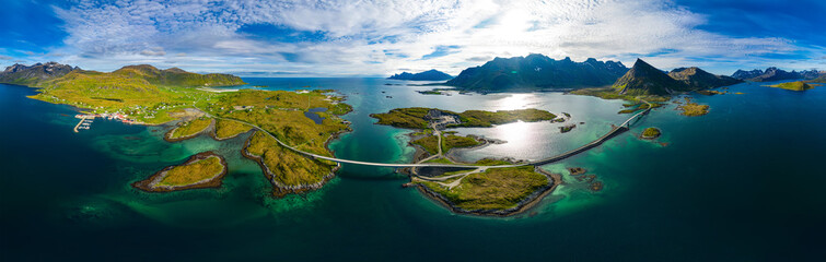 Wall Mural - Fredvang Bridges Panorama Lofoten islands