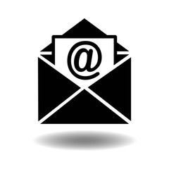 Poster - Open letter or email icon in black on an isolated white background. EPS 10 vector.