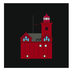 Wall Mural - vector, lighthouse Holland Harbor Light, United States