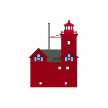 Vector, Lighthouse Holland Harbor Light, United States