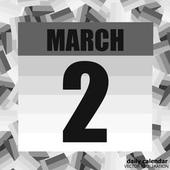 March 2 icon. For planning important day. Banner for holidays and special days. Second of march. Vector Illustration.