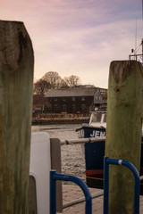 Wall Mural - Sunset on New Hampshire Seafood Community Wharf - Peirce Island Portsmouth, New Hampshire.