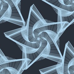 Fototapete - Seamless geometric pattern in op art design. The chaotic interweaving of geometric lines creating a continuous seamless pattern. Seamless vector pattern.