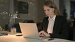 © stockbakers - The Young Businesswoman working on Laptop on Office Table at Night