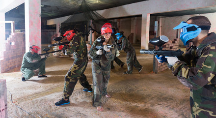 Wall Mural - Red and blue team are faced on the battlefield