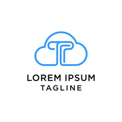 Fototapete - Initial T Cloud Logo Design Template