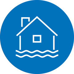 Wall Mural - Home Flood Water Disaster Outline Icon