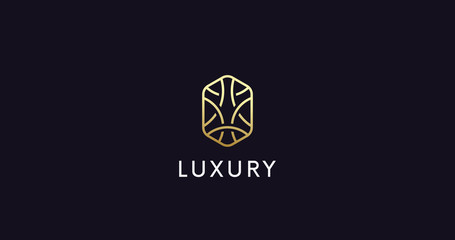 Wall Mural - Clean luxury linear logo icon sign vector design.