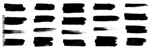 Fotografía Black set paint, ink brush, brush strokes, brushes, lines, frames, box, grungy