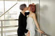 Beautiful lesbian couple hugging. Love and passion between the two girls.