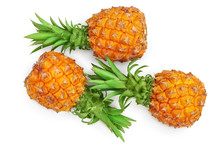 Pineapple Isolated On White Background With Clipping Path And Full Depth Of Field. Top View. Flat Lay