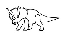 Dinosaur Triceratops Coloring Book For Children And Adults. Stylish Hand Drawn Antistress Coloring Page. Vector Outline T Rex Illustration.