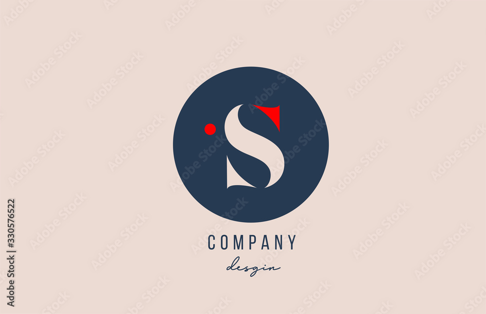 red dot S letter alphabet logo icon design with blue circle for company ...
