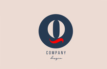 Red Dot Q Letter Alphabet Logo Icon Design With Blue Circle For Company And Business
