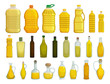 Sunflower oil isolated vector illustration on white background . Vector cartoon set icon bottle of oil. Isolated cartoon set icon sunflower product.