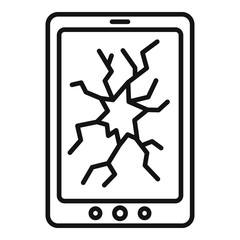 Poster - broken smartphone display icon. outline broken smartphone display vector icon for web design isolate