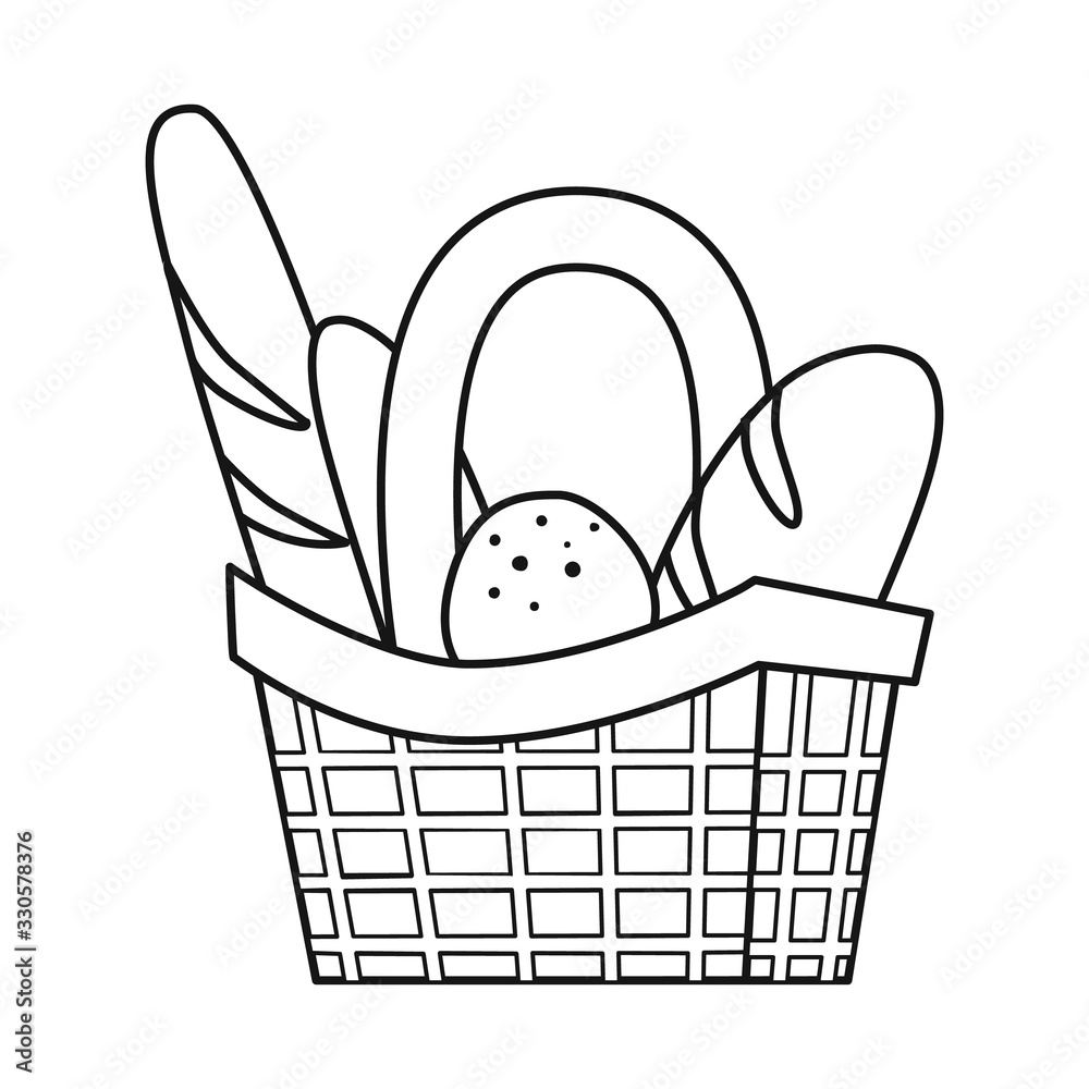 Vector design of basket and bread icon. Collection of basket and food  vector icon for stock. Stock Vector | Adobe Stock, image size:1000x1000