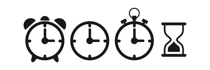 Wall Mural - time and clock icon set. isolated on white, vector illustration