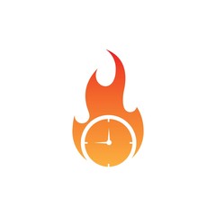 Wall Mural - fire time logo, fast and speed symbol, vector icon illustration