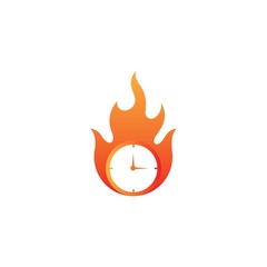 Wall Mural - fire time logo, fast and speed symbol, vector icon illustration