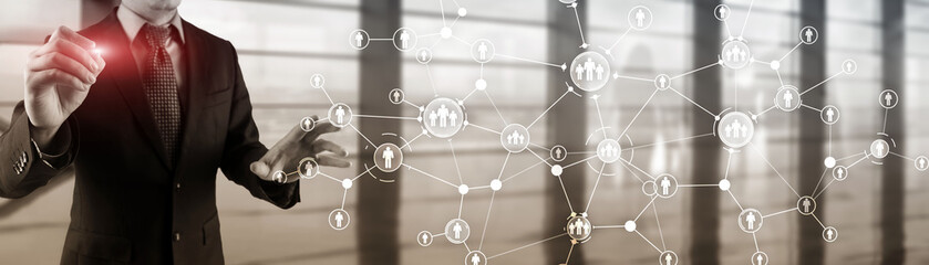 Wall Mural - people connection technologies for business. mixed media.
